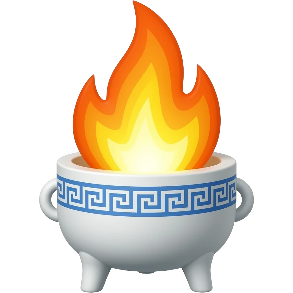 Huge flame in a small greek brazier emoji