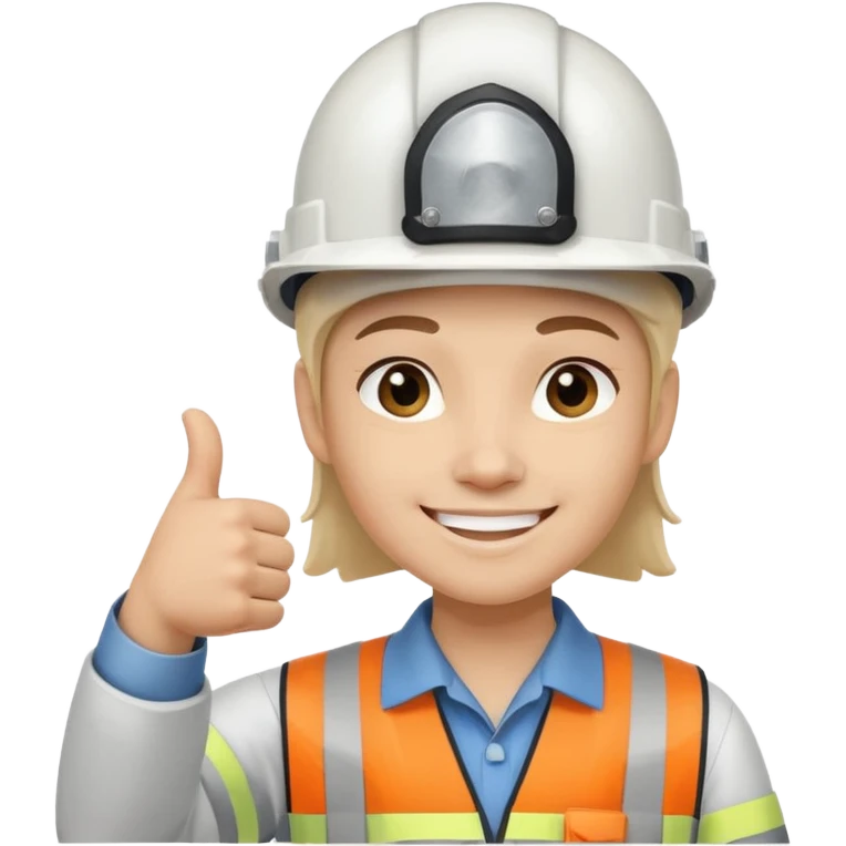 Cara de persona con casco blanco inginierl civil con pulgar arriba emoji