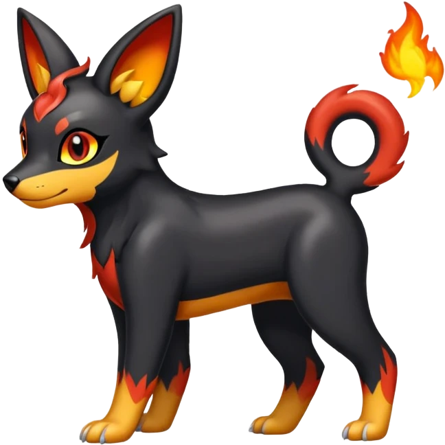 Cute Shiny Houndour-Quilava-Litten-Umbreon-Fakémon-hybrid-creature (full body)  emoji