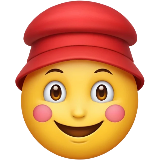 Emoji with red round hat emoji