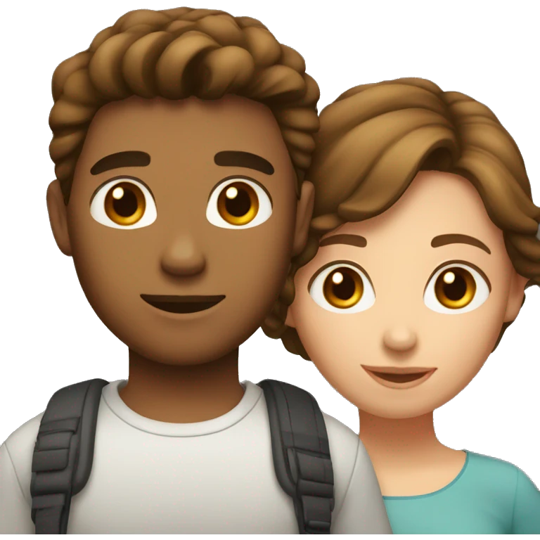 A girl wiht brown hair with her boyfriend with brown short hair emoji