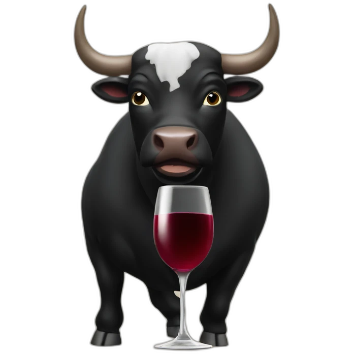 black bull drinking wine emoji