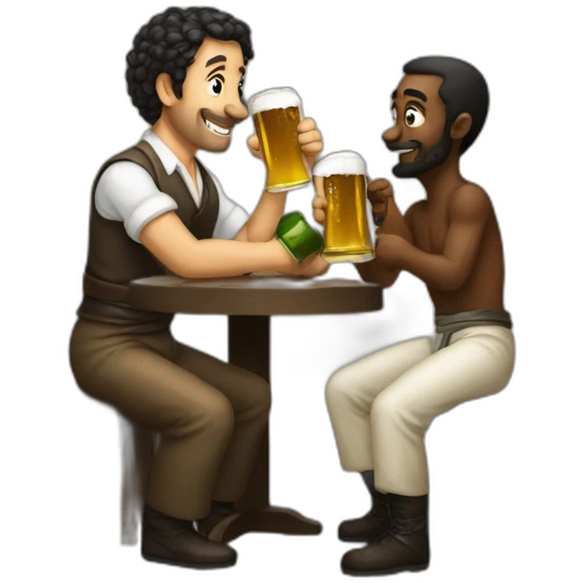 master and slave drinking beer emoji