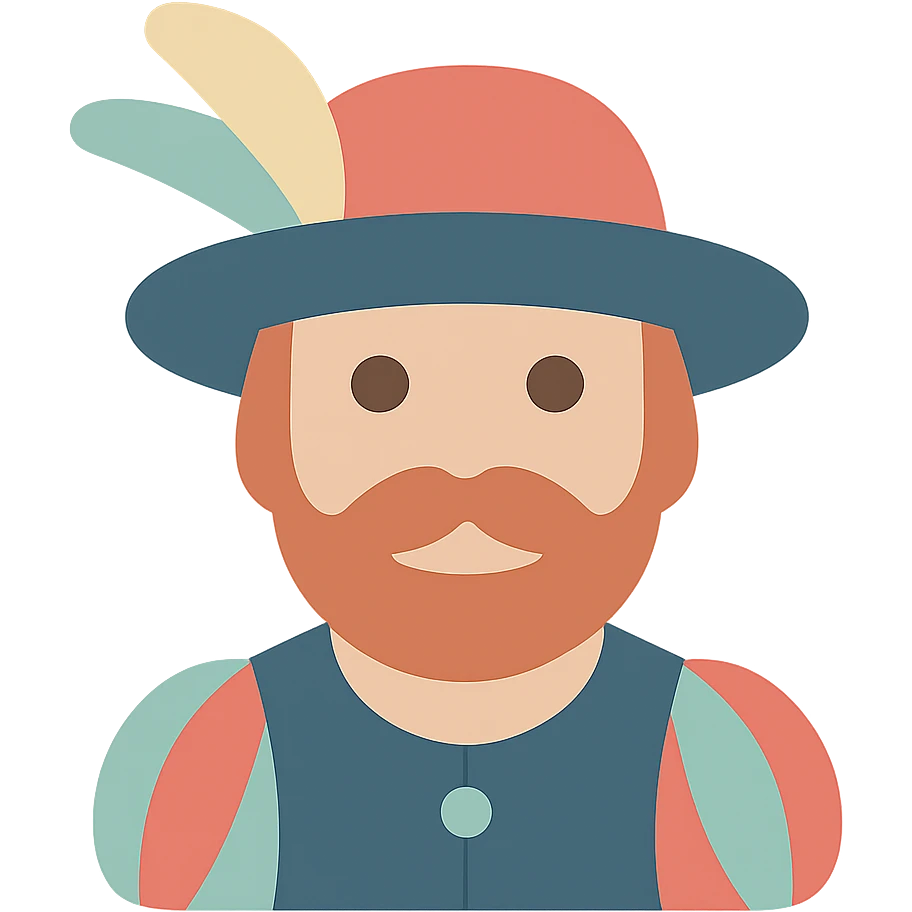 Landsknecht mercenary icon, colorful, head only emoji