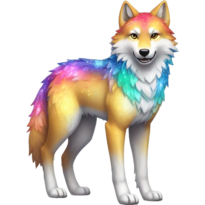 Colorful Sparkle-wolf full body emoji