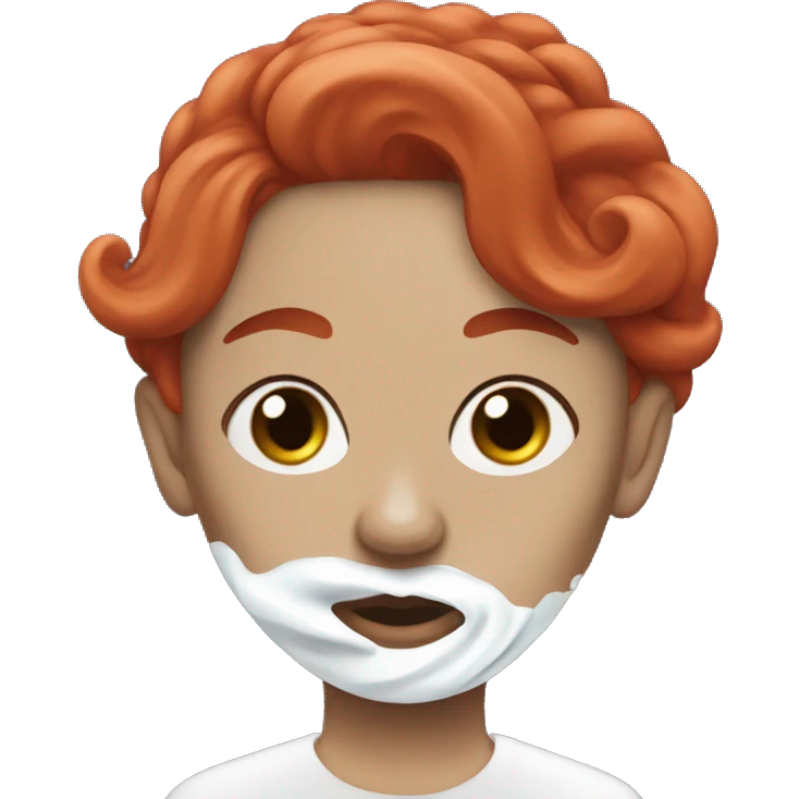 Red haired goth Woman with shaving cream on her face emoji