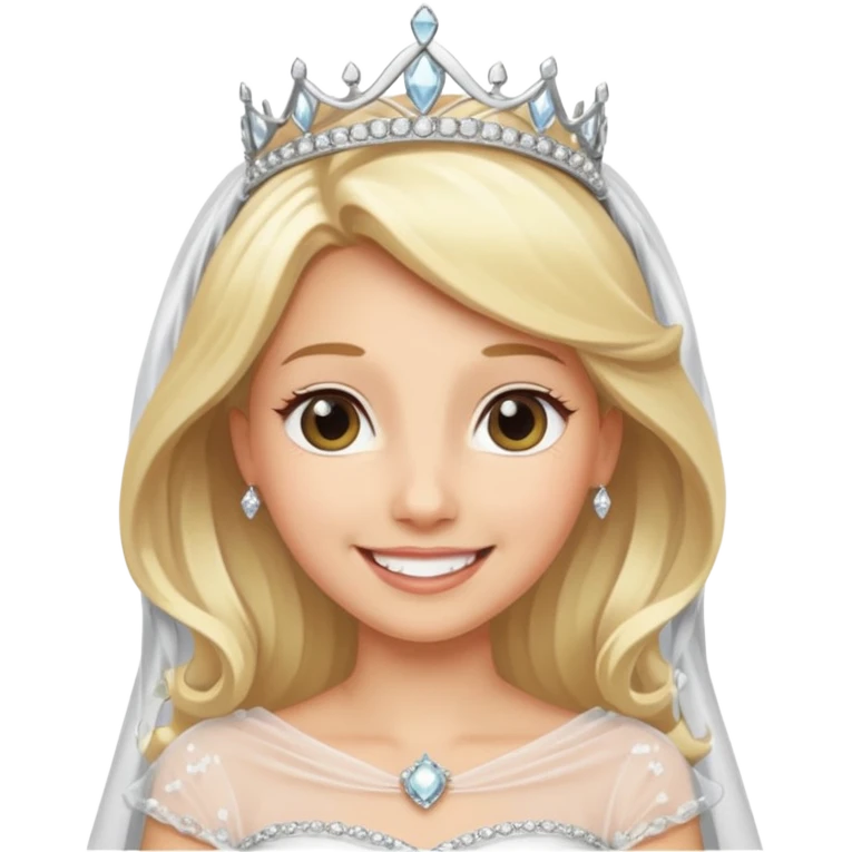 blonde bride silver diamond tiara and veil emoji