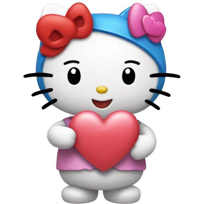 hello kitty holding heart with letter G emoji