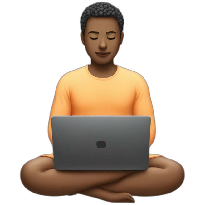Meditating on laptop screen emoji