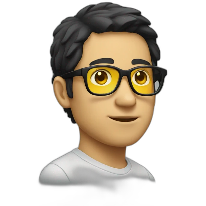 Man with yellow tinted glasses and black hair  emoji