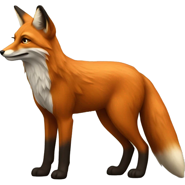 fox, side profile standing up facing left realistic. side profile emoji