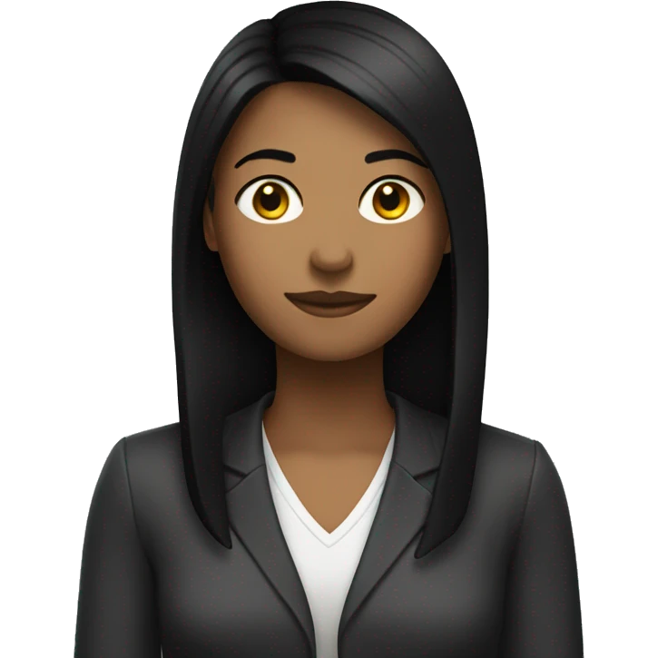 computer woman dark, straight, medium-length black hair emoji