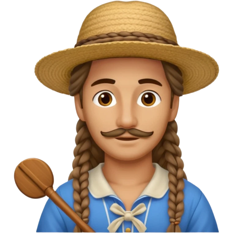 venice gondolier with long braided hair, iconic hat  emoji