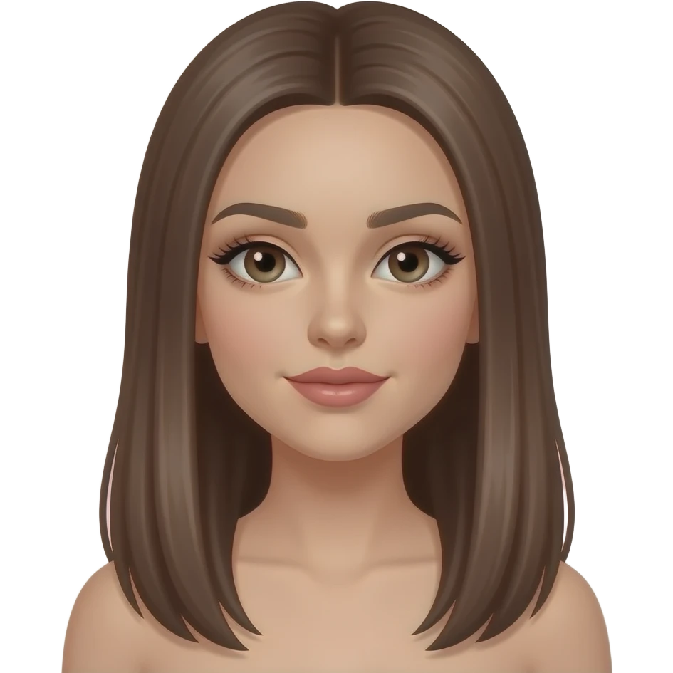 white girl long straight brown hair long eyelashes lipgloss emoji