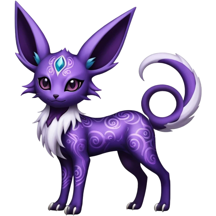 Shiny Exotic Badass Mystical Mysterious Gothic Espeon-Absol-Pokémon-Fakémon-hybrid-creature (full body) emoji