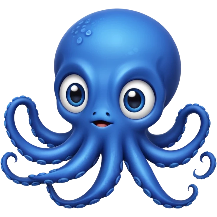cute blue octopus, simple and expressive emoji