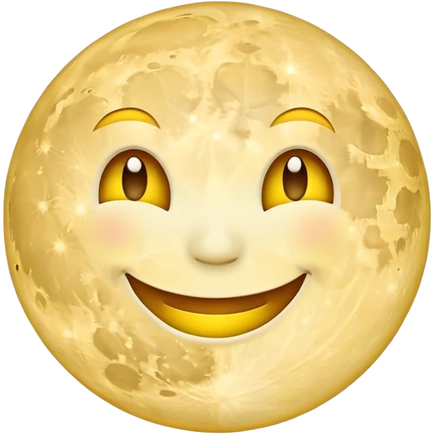 A full moon with a happy smiling face emoji