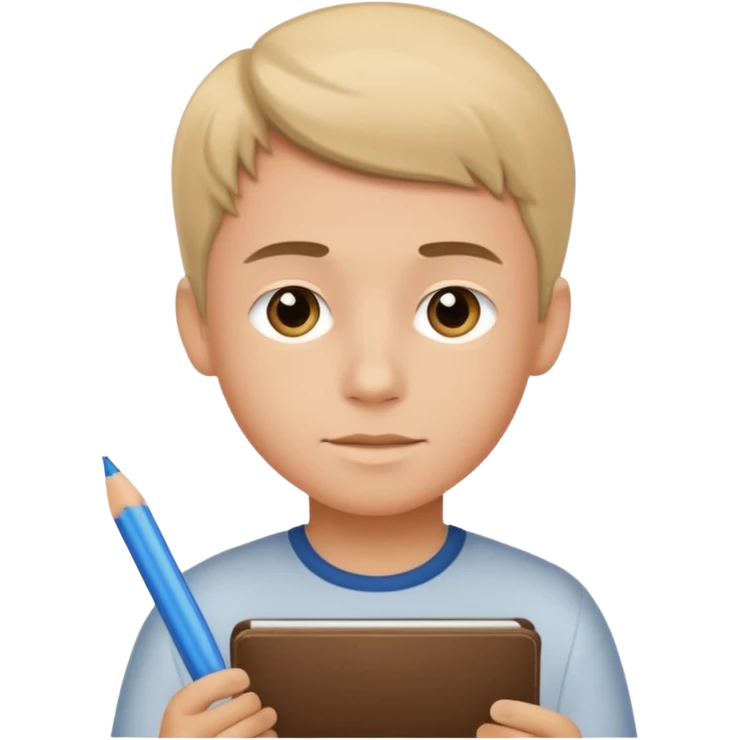 boy writing emoji