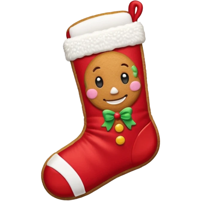 gingerbread cookie in red chrismast sock shape emoji