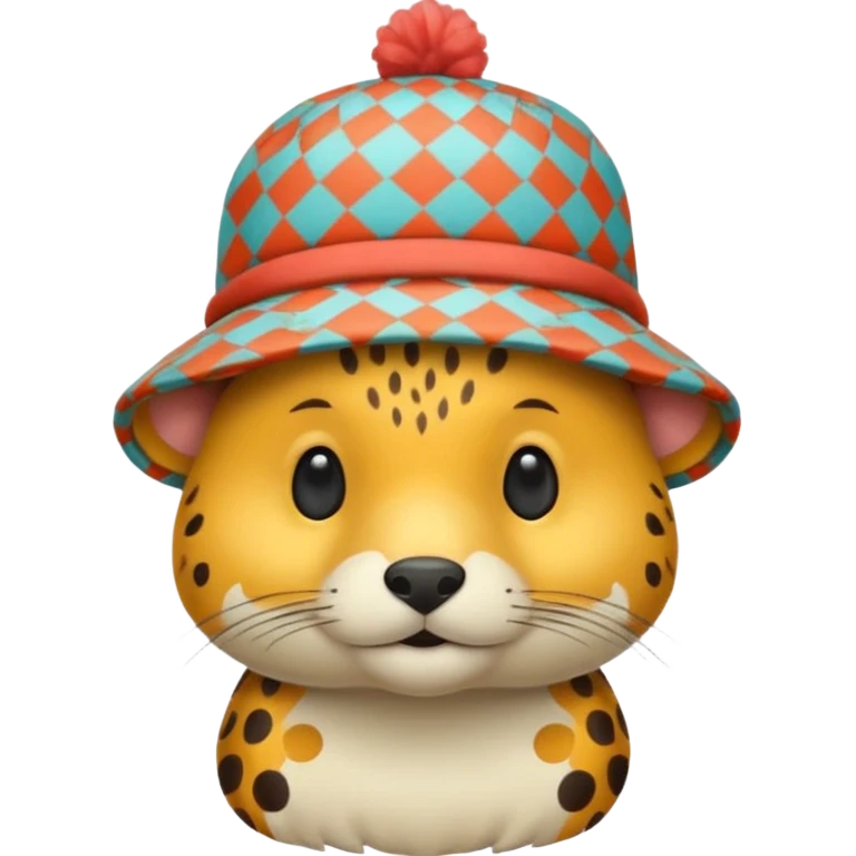 animal wearing patterned hat  emoji