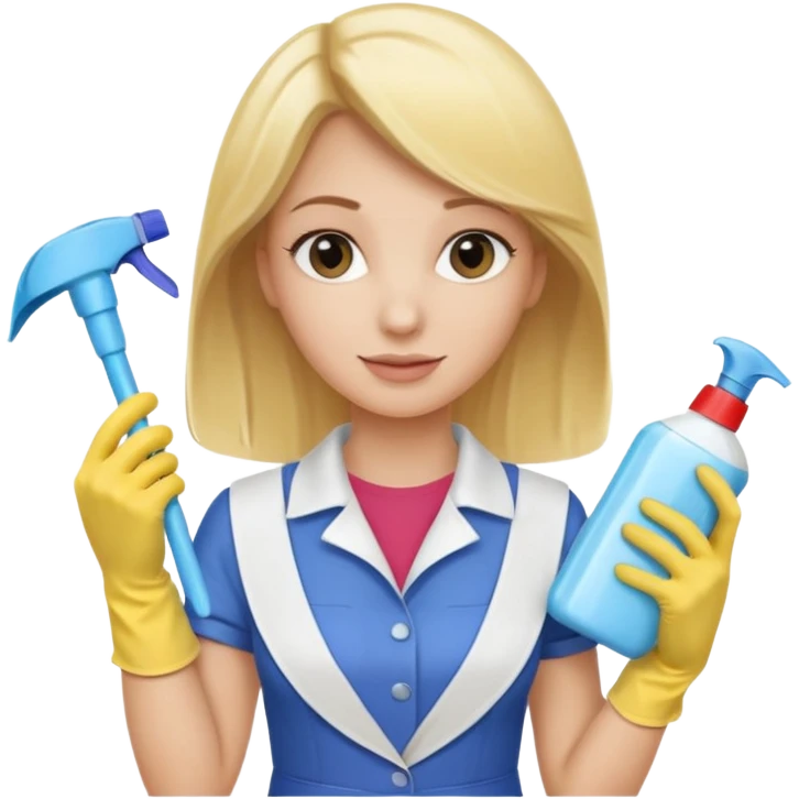 Uma mulher loura fazendo limpeza ou com produtos de limpeza emoji