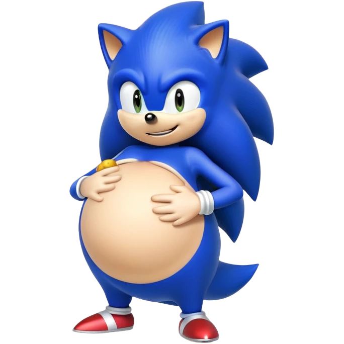 Sonic the hedgehog character with pregnant belly emoji