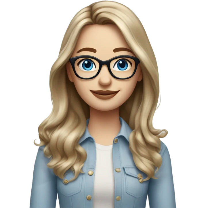 Shoulder length Balayage pale Realistic woman with glasses and blue eyes happy  emoji