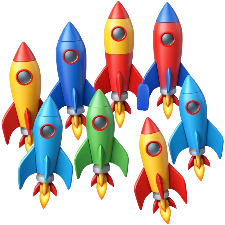 colored Toy Rockets emoji