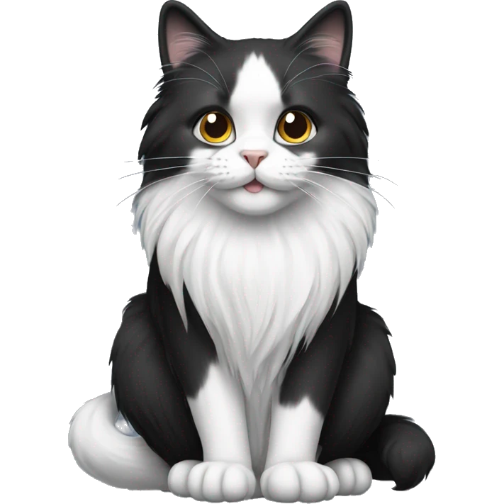 black and white longhair cat emoji