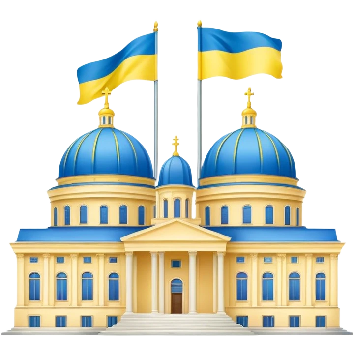 Presidential buildings with the flag of Ukraine emoji