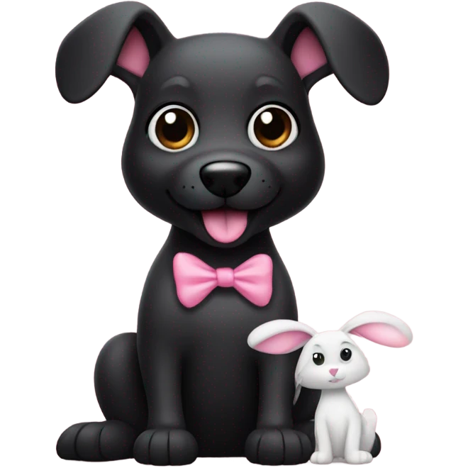 black dog and pink bunny emoji