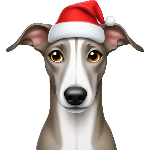 Greyhound in a Santa hat emoji