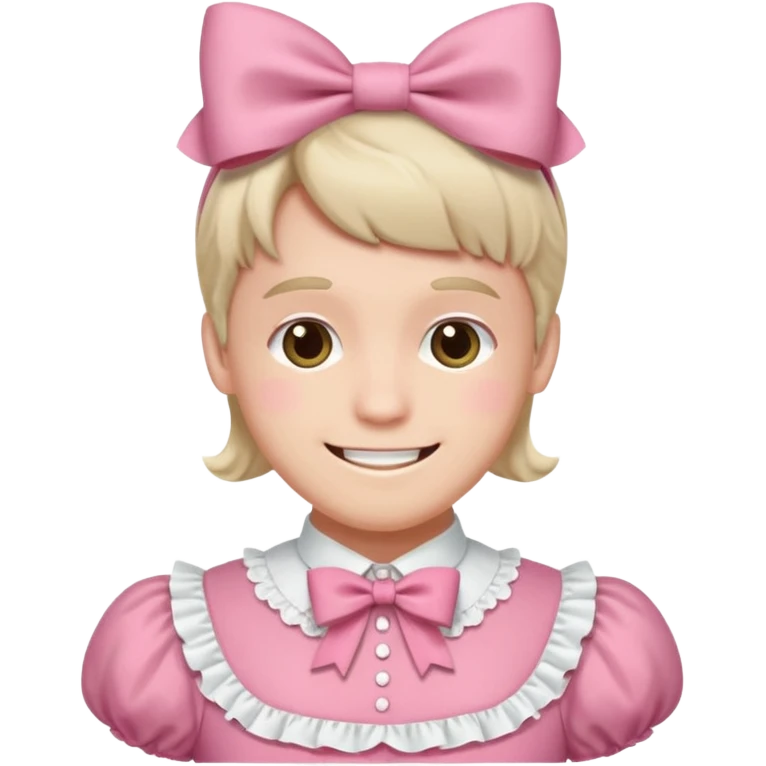 Fiyonklu ve pembe lolita giyen erkek çiz emoji