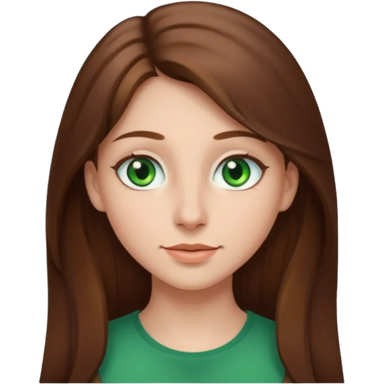 Vull una noia amb els cabells marró per les espatlles i ulls verds amb el nas mes gros i el cabell llarg emoji