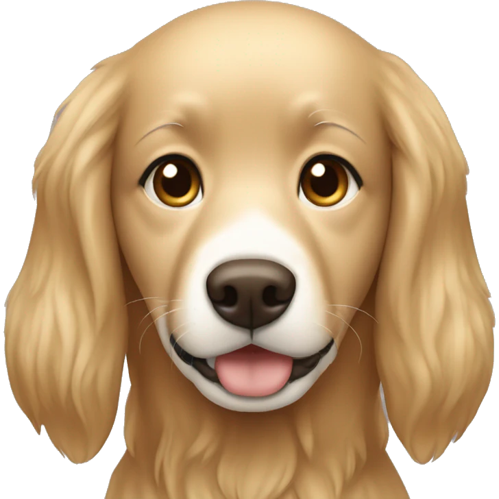 a white girl with brown eyes and brown hair and golden retriever emoji
