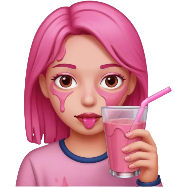 Person drinking pink sludge  emoji