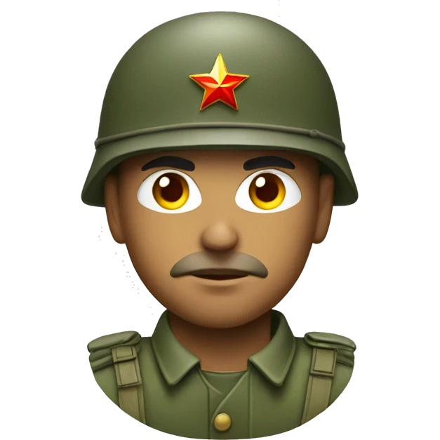 ussr soldier serious with military helmet emoji