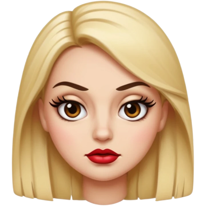 sassy mean girl emoji with long eyelashes, thick glossy lips, side-eye expression, dramatic makeup, smug attitude emoji