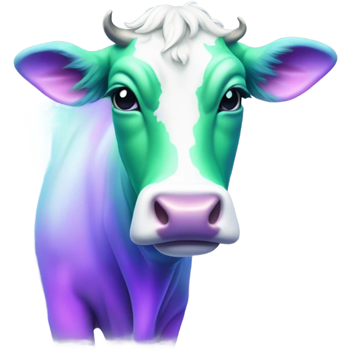 an aurora-colored milk cow emoji