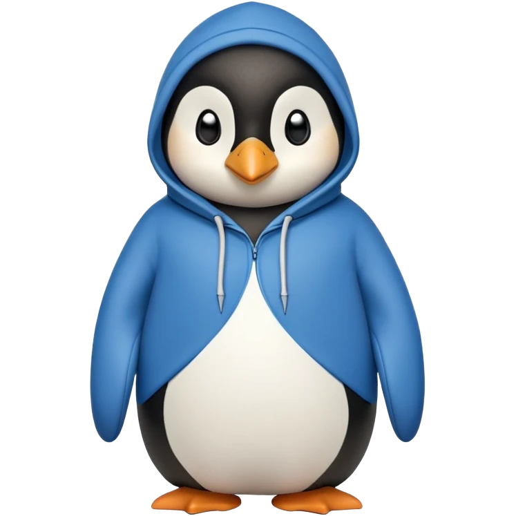 friendly anthropomorphised penguin in a hoodie and jeans standing with arms folded emoji