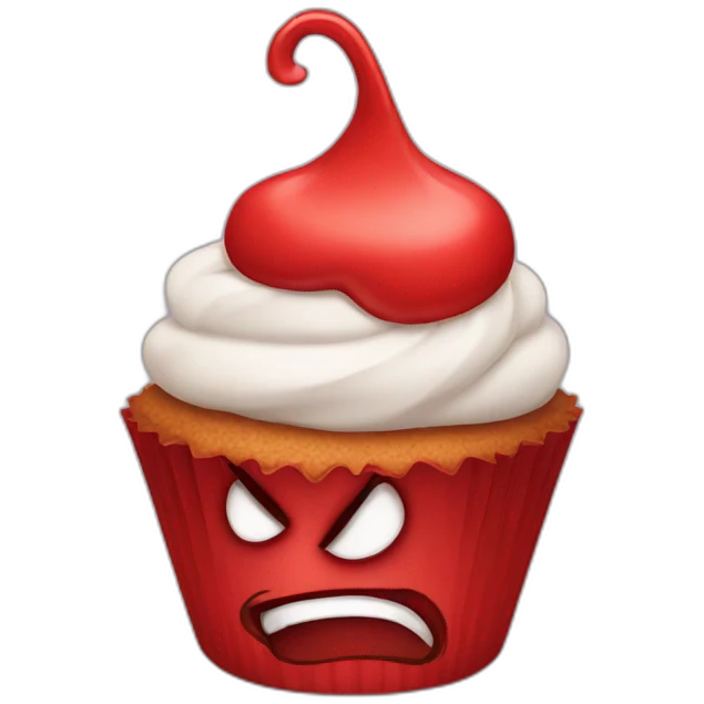 Angry red cupcake emoji