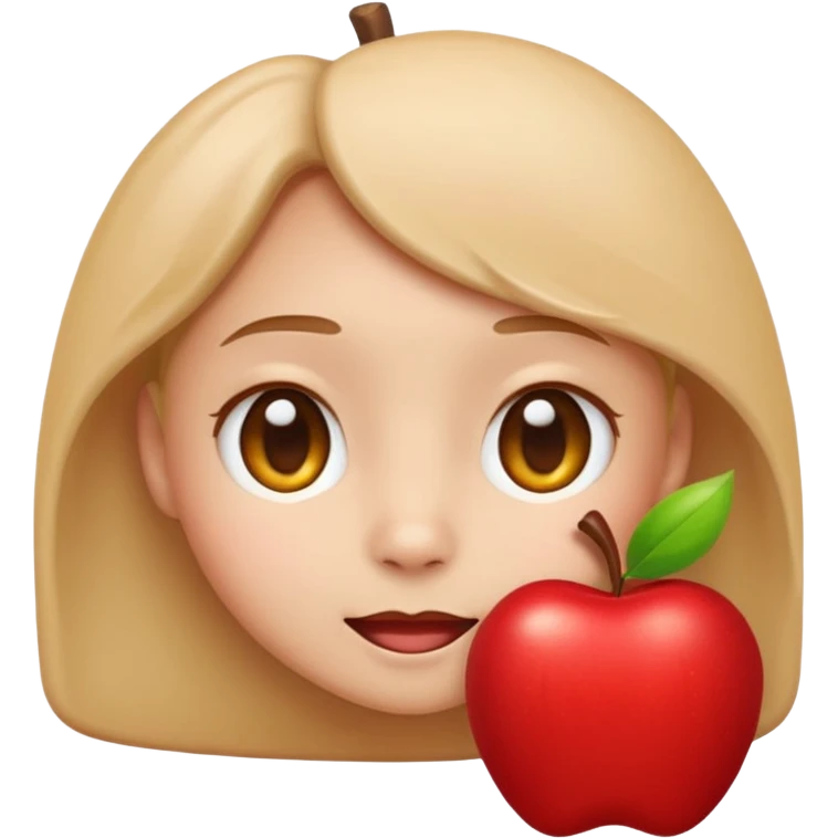 lububu shy expression, apple emoji style, simple bright, rounded, playful emoji