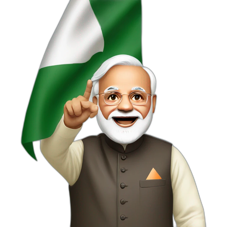 hyper realistic narendra modi waving pakistan flag emoji