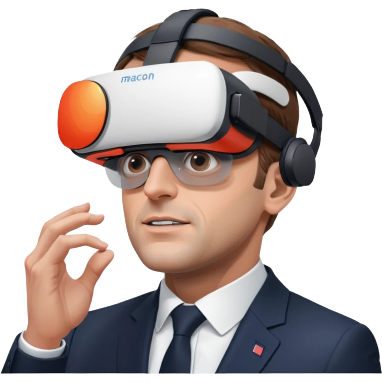 President Macron with oculus quest white emoji
