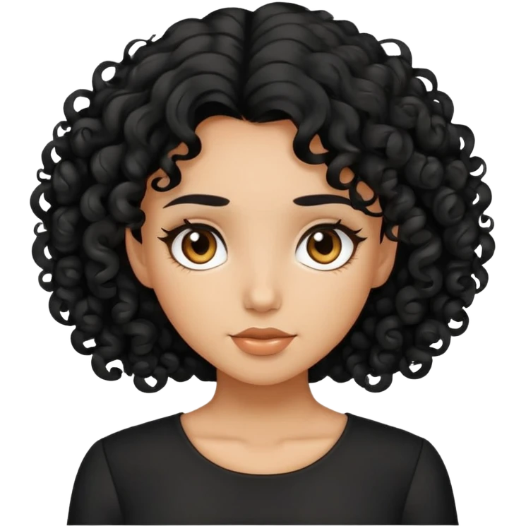 Una chica rizada pelo negro con blusa negra  emoji