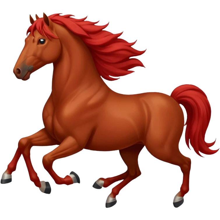 Liver red horse with a long flowing mane galloping emoji