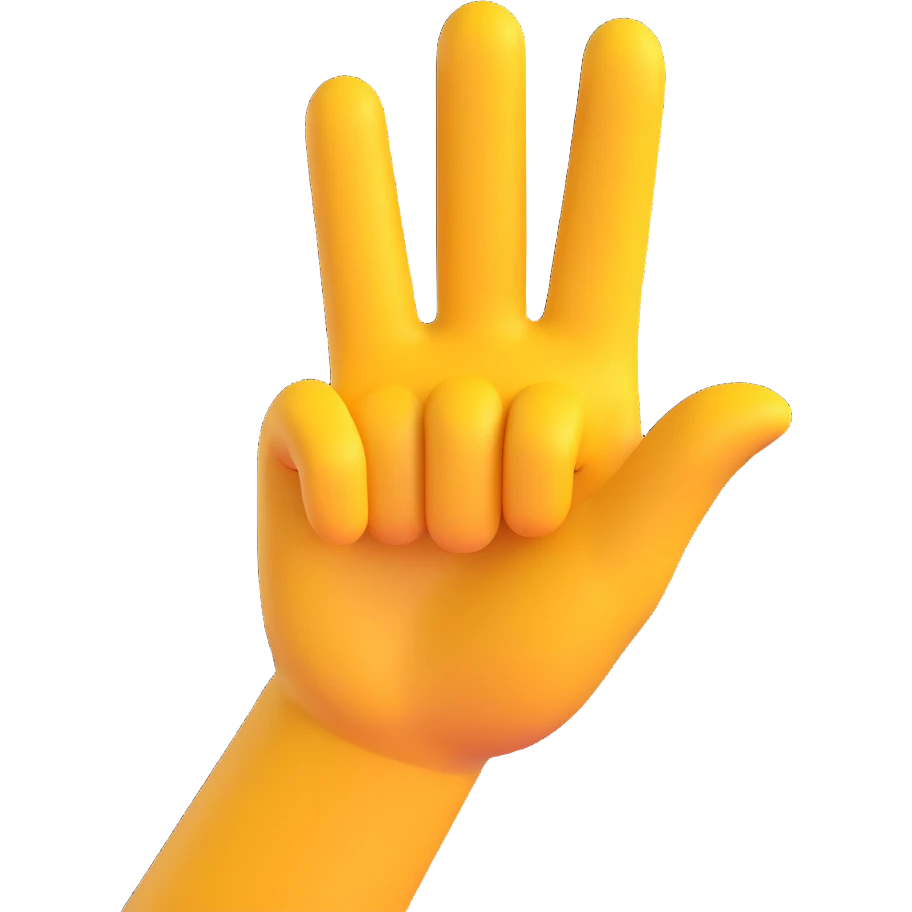 hand gesture representing the 'DEAL' hand sign, fingers forming the letters D, E, A, L, 3D emoji style emoji