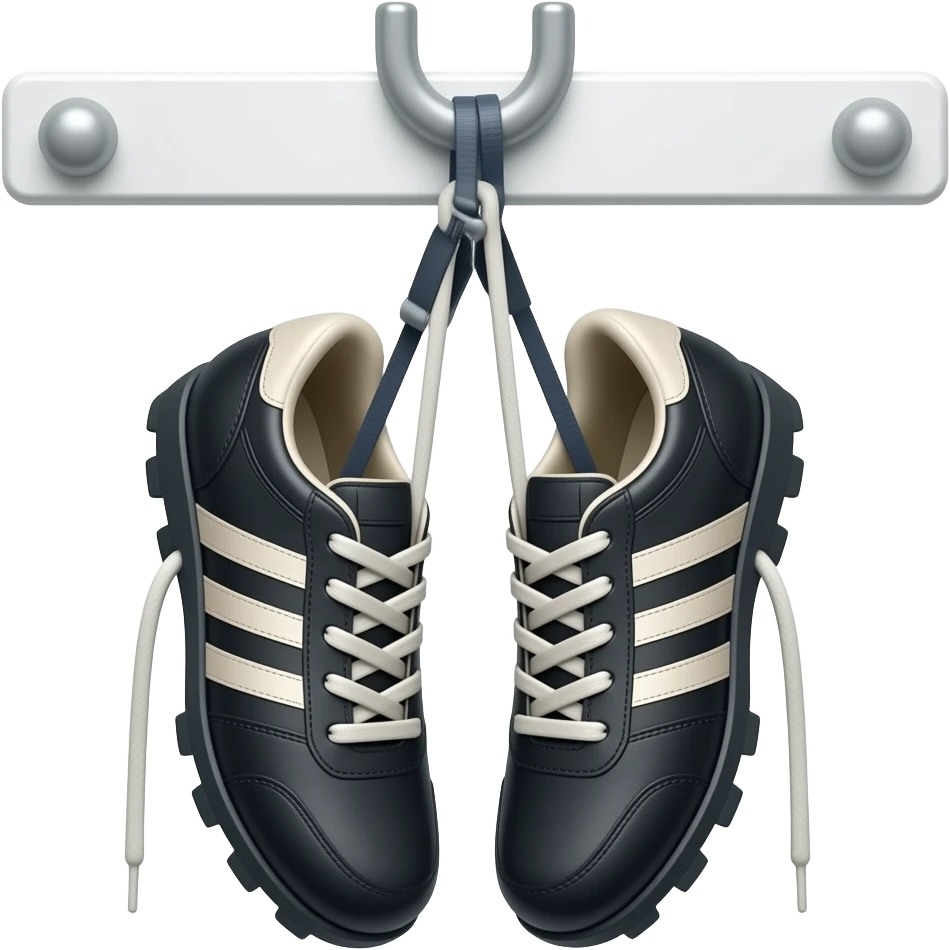 נעליים קשורות שרוך אחד מנעל ימין קשור לשרוח אחד מנהל שמאל תעשי לי אותם תלויות על משהו ( מסמל פרישת כדורגל) emoji