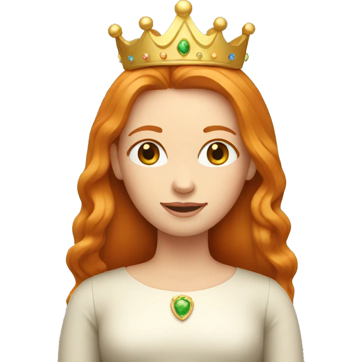Ginger woman with a long straight hair and a crown emoji