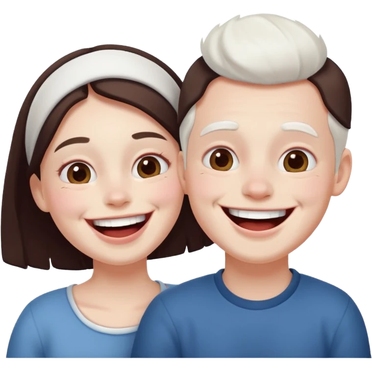 Sister brother laugh background white face white  emoji